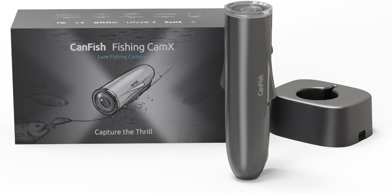 CanFish Fishing CamX underwater fishing camera with retail box and charging dock