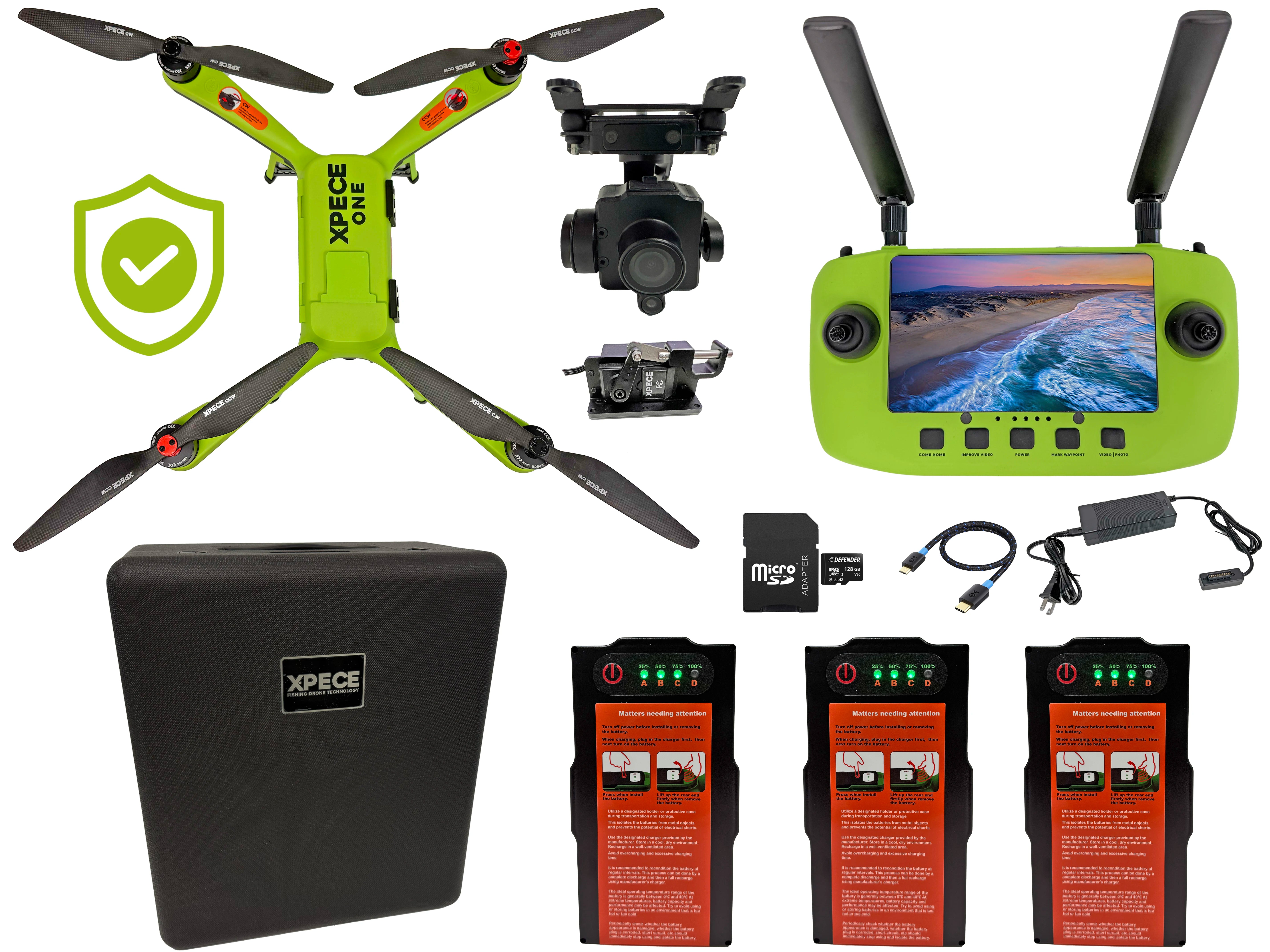 Xpece ONE Fishing Drone Fly More bundle kit contents