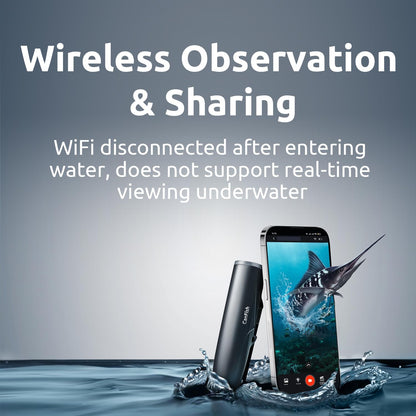 Wireless observation and sharing for Fishing CamX; WiFi disconnects after entering water (no real-time underwater viewing)