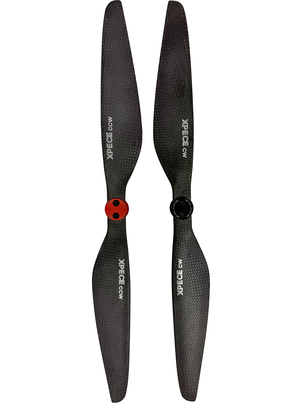 Xpece ONE 1550 carbon fiber propeller pair replacement blades, vertical front view on white background.
