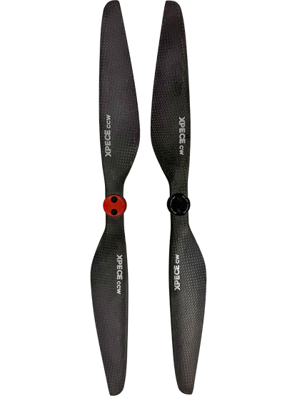 Xpece ONE 1550 carbon fiber propeller pair replacement blades, vertical front view on white background.