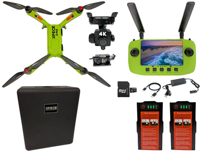 Xpece ONE Fly More bundle with 4K camera, remote controller, hard case, two batteries, charger and microSD adapter